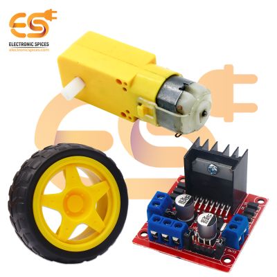 Combo of L298N Motor Drive Controller Kit | Includes BO Motor | BO Wheel  (3 Items)